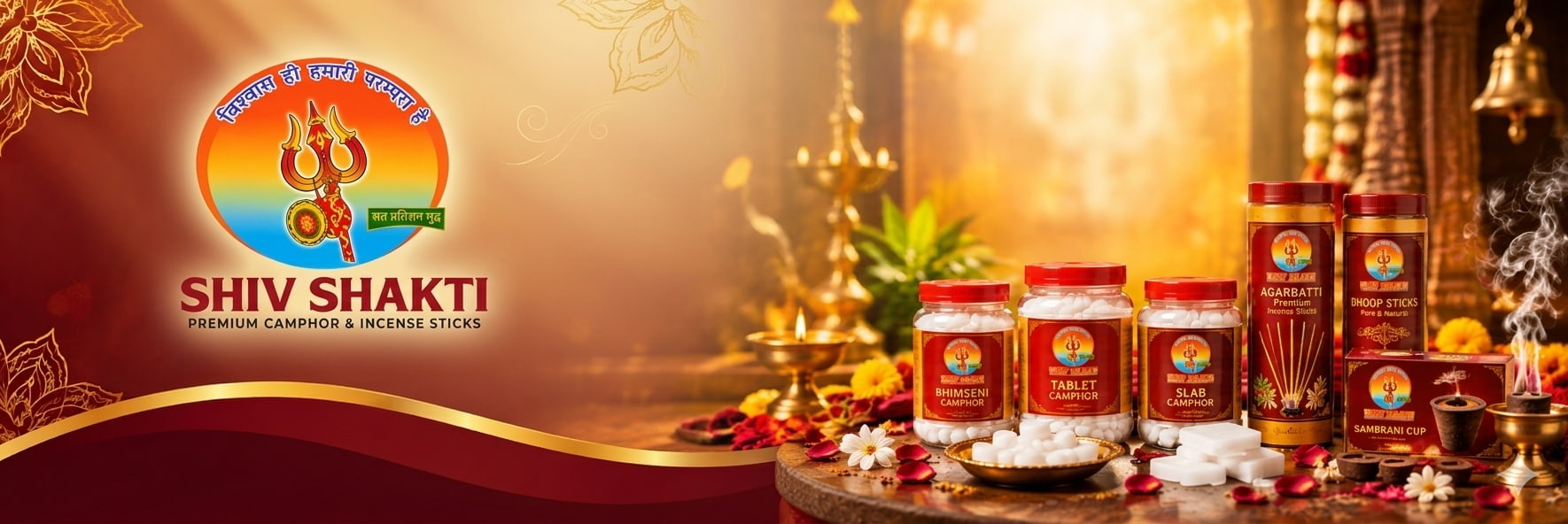 Shiv Shakti puja essentials arranged with diyas and marigold flowers