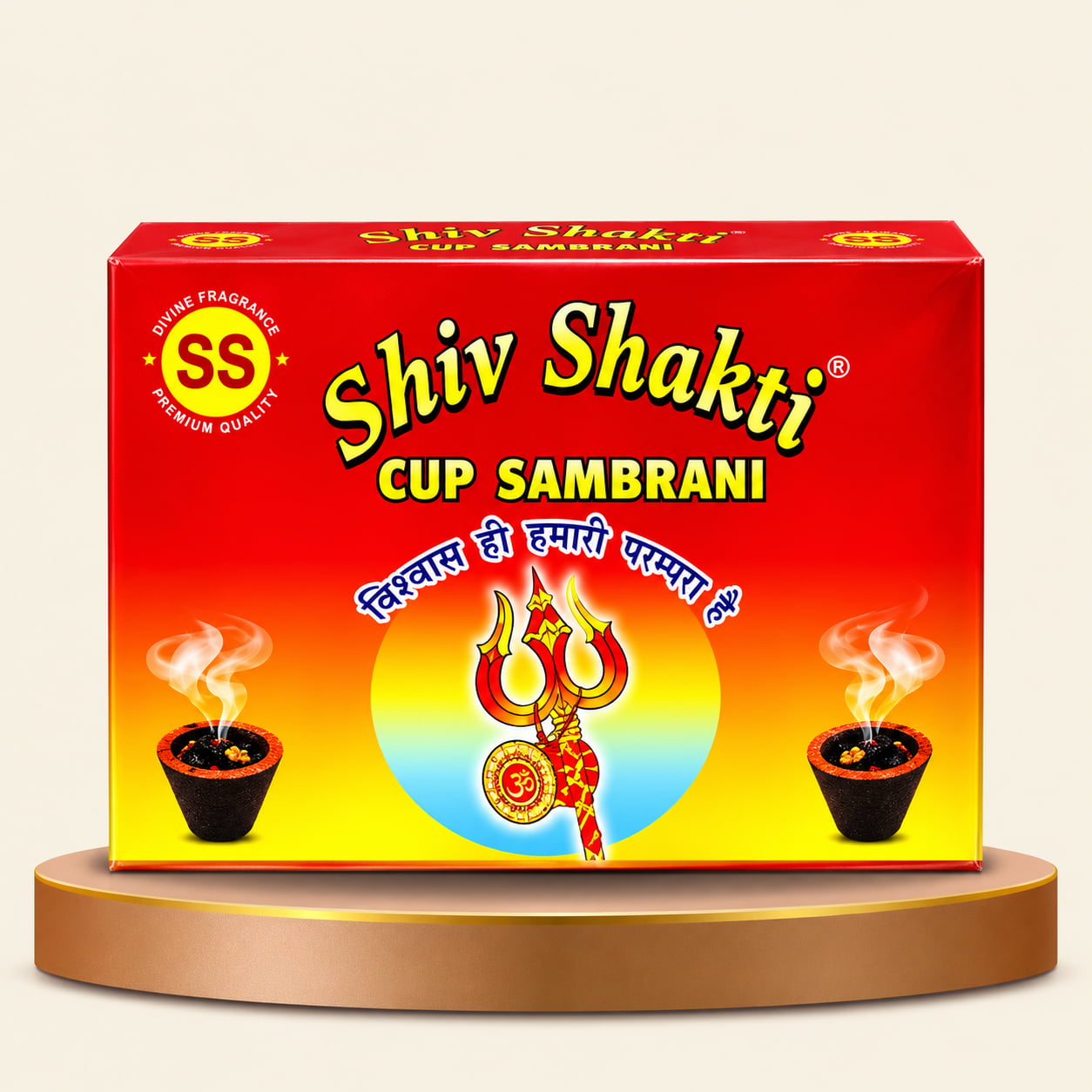 Shiv Shakti cup sambrani, traditionally lit to close the evening in an Indian home